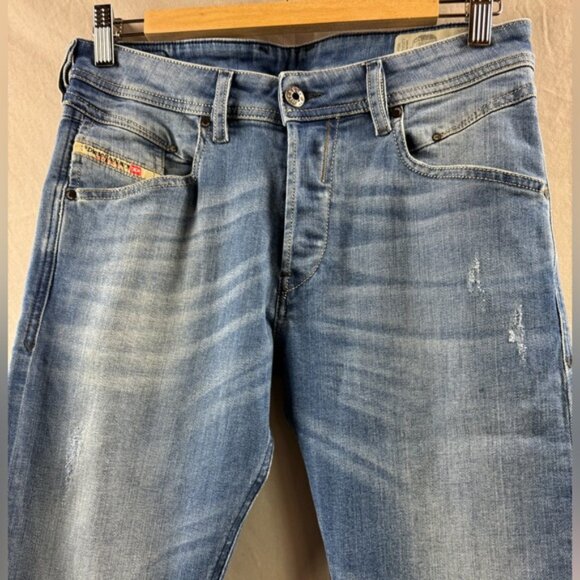 Diesel Jeans Mens Blue Belther-R Button Fly Distressed 28 x 32 - Picture 2 of 7